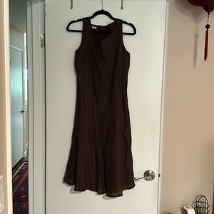 Agnona Linen Sleeveless Midi Dress V Neckline
